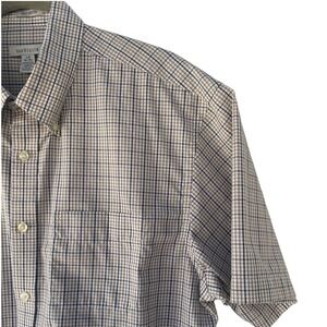 Van Heusen No Iron Plaid Short Sleeve Button Up Shirt Men's Large L/G Office EUC